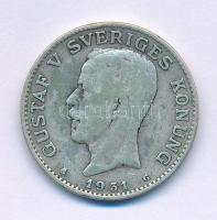 Svédország 1931G 1K Ag "V. Gusztáv" T:VF,F, patina Sweden 1931G 1 Krona Ag "Gustaf V" C:VF,F, patina Krause KM#786.2