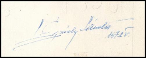 1972 Légrády Sándor Apollo-16 10Ft bélyegterve a tervező aláírásával. Képméret: 144 x 79 mm