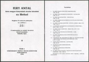 Fery Antal (1908-1994): Híres magyar könyvtárak részére készített ex librisei, 14 db. Fametszet, pap...