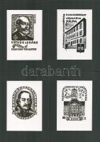Fery Antal (1908-1994): Híres magyar könyvtárak részére készített ex librisei, 14 db. Fametszet, pap...