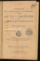 A mértékekről, ezek használatáról és ellenőrzéséről szóló 1907. évi V. törvénycikk és a végrehajtására vonatkozó utasítások. Hivatalos kiadás. Bp., 1909, M. Kir. Belügyministerium, 215 p. Egészvászon-kötésben, kissé kopottas borítóval, helyenként foltos lapokkal.
