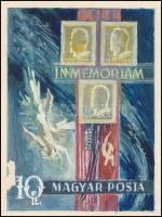 1971 Légrády Sándor In memoriam 10Ft bélyegterve a tervező aláírásával. Képméret: 95 x 130 mm