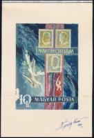 1971 Légrády Sándor In memoriam 10Ft bélyegterve a tervező aláírásával. Képméret: 95 x 130 mm