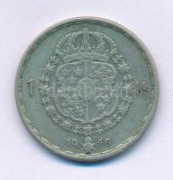 Svédország 1948TS 1K billon "V. Gusztáv" T:VF, patina Sweden 1948TS 1 Krona billon "Gustaf V" C:VF, patina Krause KM#814