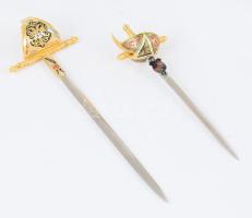 2 darab levélbontó kis tőr, közte Toledo, h: 17 cm