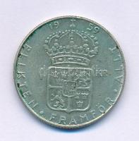Svédország 1959TS 1K billon "VI. Gusztáv Adolf" T:XF,VF, kis patina Sweden 1959TS 1 Krona billon "Gustaf VI Adolf" C:XF,VF, small patina Krause KM#826