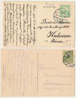 Déva - 2 db RÉGI képeslap: látkép, vár, városi színház