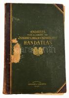 1904 Andrees neuer allgemeiner und Österreichisch- Ungarischer Handatlas in 126 Haupt- und 131 Nebenkarten auf 189 Kartenseiten nebst vollständigem alphabetischem Namenverzeichnis. Herausgegeben von A. Scobel. Wien, 1904, Moritz Perles. Első kiadás. Német nyelven. Kiadói aranyozott félbőr-kötés, viseltes állapotban, sérült borítóval és gerinccel, részben szétvált fűzéssel, helyenként kissé sérült, foltos, kijáró lapokkal.