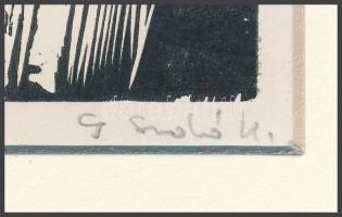 Gáborjáni Szabó Kálmán (1897-1955): Almaszüret, fametszet, papír, utólagos jelzéssel, paszpartuban, ...