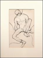 Erdei Viktor (1879 - 1945): Láncon, litográfia, papír, jelzett a litográfián, paszpartuban, , 17,5×11,5 cm