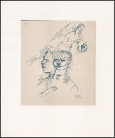 Ámos Imre (1907-1944): Angyal. Ofszet nyomat, papír.17×11 cm., paszpartuban.