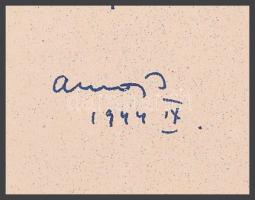 Ámos Imre (1907-1944): Angyal. Ofszet nyomat, papír.17×11 cm., paszpartuban