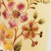 Zsolnay aranykontúrozott virágmintás váza, jelzett, hibátlan, m: 26,5 cm