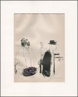 Csernus Tibor (1927-2007): Alakok (Illusztráció József Attila Hazám c. kötetéhez). Nyomat, papír, utólagos jelzéssel, paszpartuban, 21×15 cm