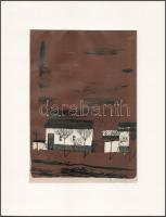 Csernus Tibor (1927-2007): Falu (Illusztráció József Attila Hazám c. kötetéhez). Nyomat, papír, utólagos jelzéssel, paszpartuban, 21×15 cm