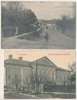 Máramarossziget, Sighetu Marmatiei - 2 db RÉGI képeslap, közte 1 fotó: Vármegyeháza, utcakép / 2 pre-1945 postcards, with 1 photo: county hall, street view