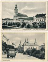 Máramarossziget, Sighetu Marmatiei - 2 db RÉGI képeslap: Fő tér, Horthy Miklós tér / 2 pre-1945 postcards: main square