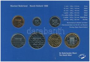 Hollandia 1998. 5c-5G (6xklf) + "Provincie Noord-Holland" emlékérem forgalmi sor karton dí...