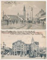 Nagyvárad, Oradea - 2 db RÉGI képeslap: Bémer tér, Fekete Sas Palota / 2 pre-1945 postcards: square, palace, hotel