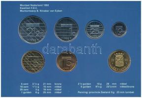 Hollandia 1992. 5c-2 1/2G (6xklf) forgalmi sor karton tokban, "Zeeland" pénzverdei zsetonn...