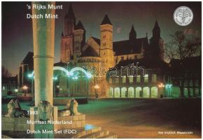 Hollandia 1993. 5c-2 1/2G (6xklf) forgalmi sor karton tokban, "Limburg" pénzverdei zsetonnal, fólia borítékban T:UNC, patina Netherlands 1993. 5 Cents - 2 1/2 Gulden (6xdiff) coin set in cardboard case, with "Limburg" Coin Mint jeton, in foil envelope C:UNC, patina