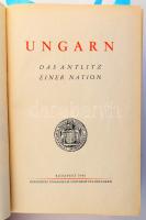 Ungarn. Das Antlitz einer Nation. Hrsg. von Zoltán Baranyai. Bp., 1940., Königlich Ungarische Universitäts-Druckerei,VIII+869 p.+74 t.+3 (térképek) t. + 1 (nagyméretű, kihajtható térkép-melléklet a kötet végén) t. Nagyon gazdag fekete-fehér szövegközti képanyaggal, köztük fotók, térképek, ábrák...stb. A kötéstáblák belső részén térképpel. Kiadói egészvászon-kötés, kissé kopott, foltos borítóval, laza fűzéssel.