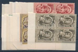 1951/1953 Ötéves terv 4 db sor ívszéli / ívsarki négyestömbökben