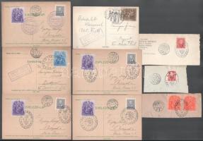 Visszatért bélyegzések: 10 db küldemény, lap + 3 kivágás