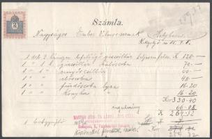 1855 Nyugta 6kr illetékbélyeggel
1856 Beadvány
1897 2 db díszes számla illetékkel