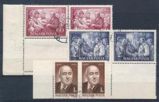 1952 Rákosi Mátyás 2 db sor ívszéli párokban, a 60f alsó üres mezőkkel, a 2Ft nagy ívszéllel