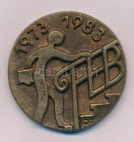 Lajos József (1936-) 1983. "1973-1983 FEB" egyoldalas, öntött bronz emlékérem eredeti műbőr tokban (50mm) T:AU