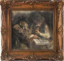 Péczely Antal (1891-1944): Pipázók. Pasztell, papír, jelezve jobbra lent. Dekoratív, kissé sérült, üvegezett fakeretben, 32x35 cm