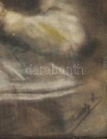 Péczely Antal (1891-1944): Pipázók. Pasztell, papír, jelezve jobbra lent. Dekoratív, kissé sérült, ü...