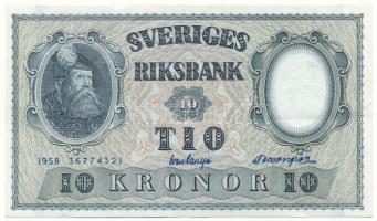 Svédország 1958. 10K "36774321" T:XF Sweden 1958. 10 Kronor "UR 36774321" C:XF  Krause 43.f