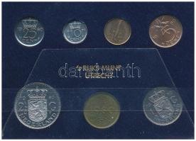 Hollandia 1980. 1c "Julianna" - 2 1/2G "Julianna" (6xklf) forgalmi sor műanyag tokban, pénzverdei zsetonnal T:UNC Netherlands 1980. 1 Cent "Julianna" - 2 1/2 Gulden "Julianna" (6xdiff) coin set in plastic case with mint jeton C:UNC