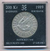 Svédország 1989. 200K Ag "Jégkorong világbajnokság" lezárt műanyag tokban T:UNC Sweden 1989. 200 Kronor Ag "Ice Hockey World Championship" in plastic case C:UNC Krause KM#869