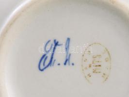 Gzhel sajtdeszka és szószos edény, jelzett, h: 21 cm