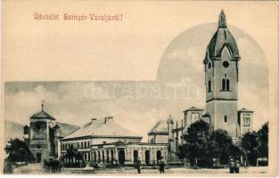 Szinérváralja, Szinyérváralja, Seini; templom, Boér Károly üzlete / church, shop (EK)