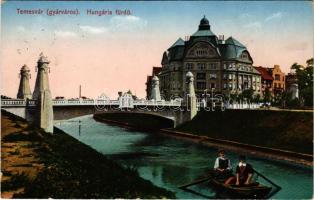 1914 Temesvár, Timisoara; Gyárváros, Hungária fürdő, híd. Feder R. Ferenc felvétele és kiadása / bath, bridge (EK)