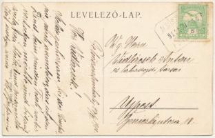 1911 Torda, Turda; látkép, üzletek, piac. Füssy József kiadása / general view, shops, market + "...