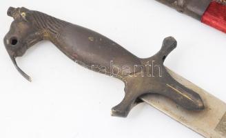 Indiai díszkard, hüvelyében, kopott, h: 90 cm