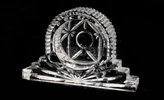 Kristály óraház, hibátlan, kopott címkével jelzett, 14x9,5 cm