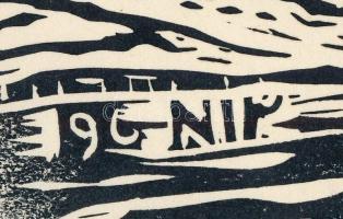 Nolipa István Pál (1907-1986): Soroksári részlet céllövöldével, 1969. Linómetszet, papír. Jelzett a ...