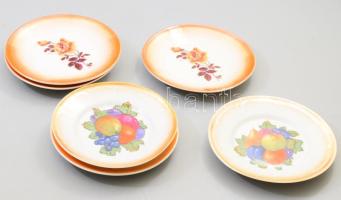 Zsolnay 6 darab süteményes tányér, jelzett, klf mintákkal, kis kopással, d: 15 cm