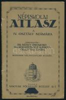 cca 1915 Népiskolai atlasz a IV. osztály számára, tervezték: Bátky Zsigmond, Kogutowicz Károly, Littke Aurél. Bp., Magyar Földrajzi Intézet R.T., 16 sztl. lev. Kiadói tűzött papírkötés, sérült, a tűzéstől különvált borítóval.