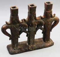 Gondos József (1909-1987): Három art deco nőalak. Jelzett, mázas terrakotta, mázhibákkal, 32x27 cm