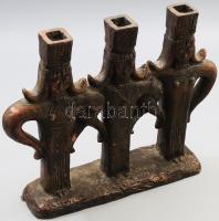 Gondos József (1909-1987): Három art deco nőalak. Jelzett, mázas terrakotta, mázhibákkal, 32x27 cm