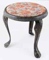 Háromlábú ülőke, festett fém, d: 33 cm, m: 34 cm