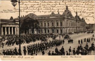 1909 Berlin, Zeughaus, Neue Wache. Verlag E. Nixdorf / War Museum, the Royal Guards, soldiers marching (EM)