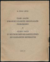 Buday Árpád: Újabb adatok rómaikori lovasisten ábrázolásaink problémáihoz. / Neuere Daten zu den Problemen der Darstellungen des sogenannten Reitergottes. Különlenyomat a Dolgozatok a m. kir. Ferencz József-tudományegyetem archeologiai intézetéből c. folyóirat 1930 (VI.) évfolyamából. Szeged, 1931, (Városi-ny.), 48 p. Magyar és német nyelven. Kiadói papírkötés, kissé sérült borítóval, felvágatlan lapokkal. (Ritka!)